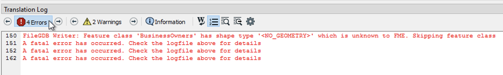 Error in Translation Log
