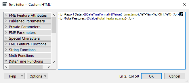 Entering the HTML snippet in the Text Editor