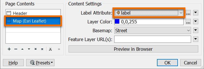 Setting the Map parameters