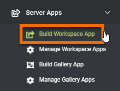 Build Workspace App button in FME Server web interface menu