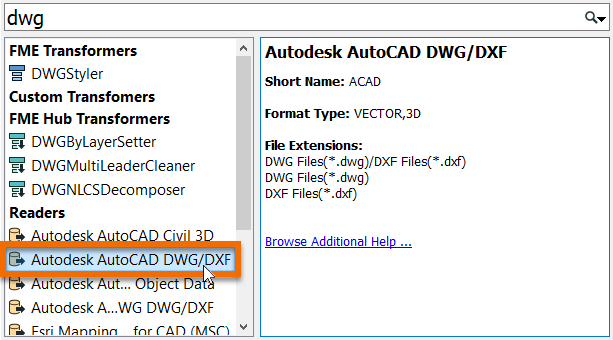 Searching Quick Add for "dwg"