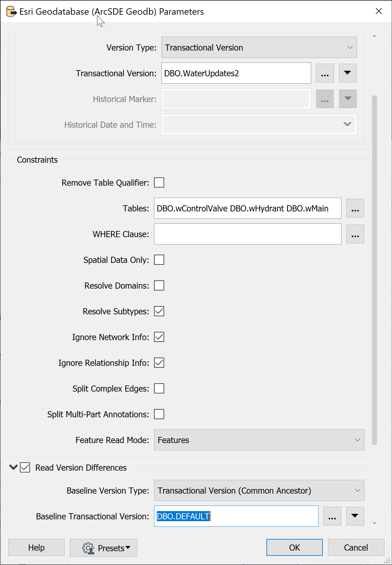 Reader parameters