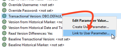 Link to user parameter