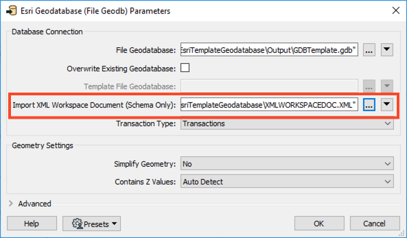 Import XML Workspace Document