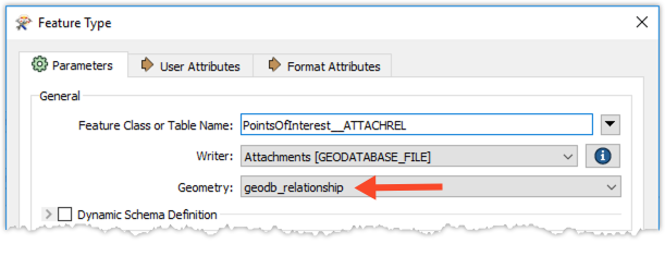 relationship feature type shows an allowed geometry of either geodb_relationship or geodb_attributed_relationship