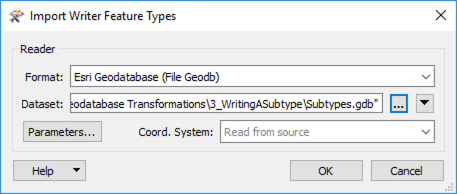 Import writer feature types