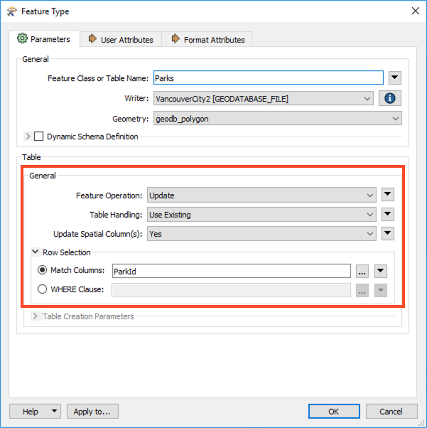 change the Feature Operation to Update