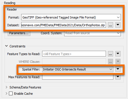 Setting the FeatureReader parameters