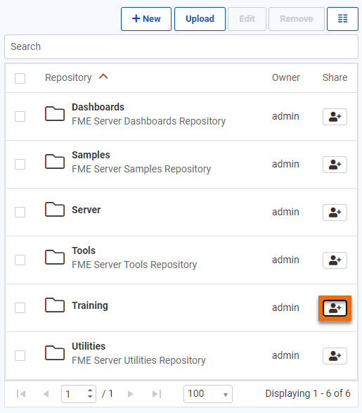 Clicking the repository share button