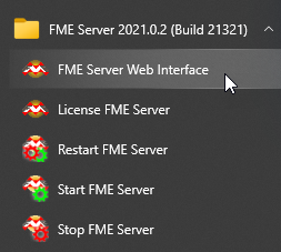 Launching FME Server Web Interface from the Windows Start menu