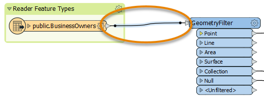 Selecting a feature connection line