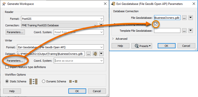 Checking Overwrite Existing Database parameter