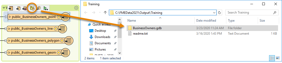 Open Containing Folder button