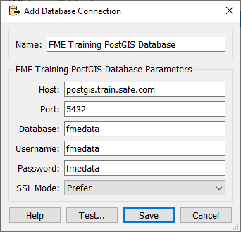 Add Database Connection dialog