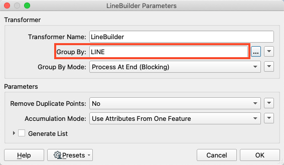 LineBuilder parameters