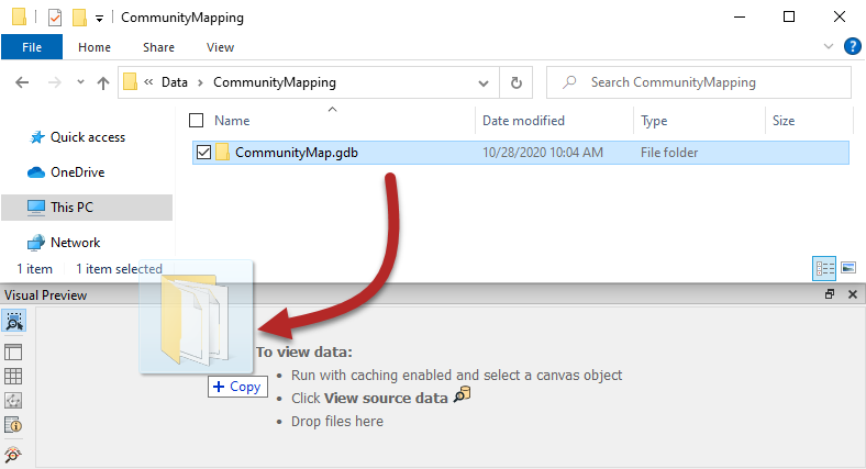 Drag and dropping data onto Visual Preview
