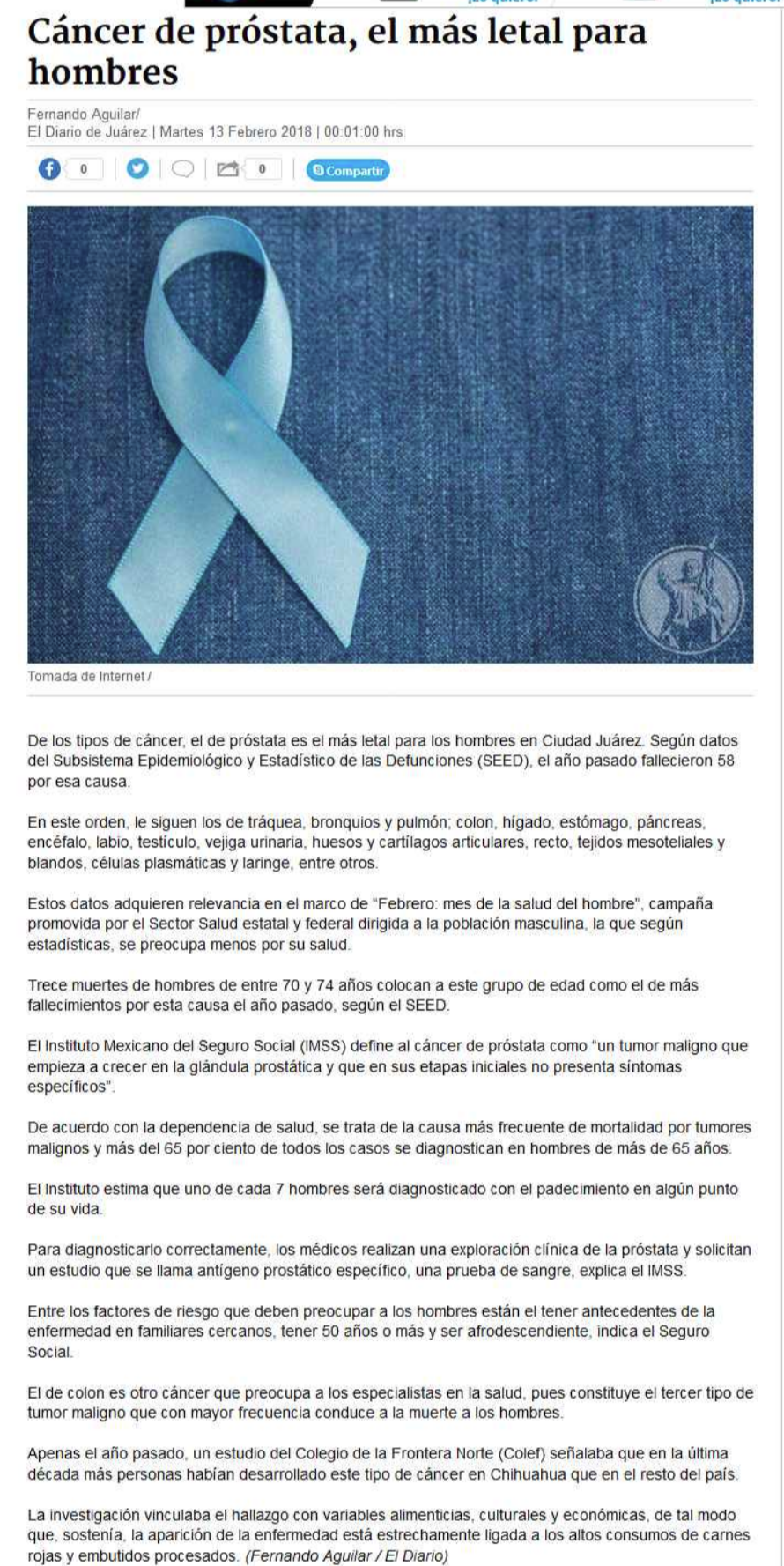 Cáncer de pulmón, el más letal en hombres Cáncer de pulmón, el más letal en hombres