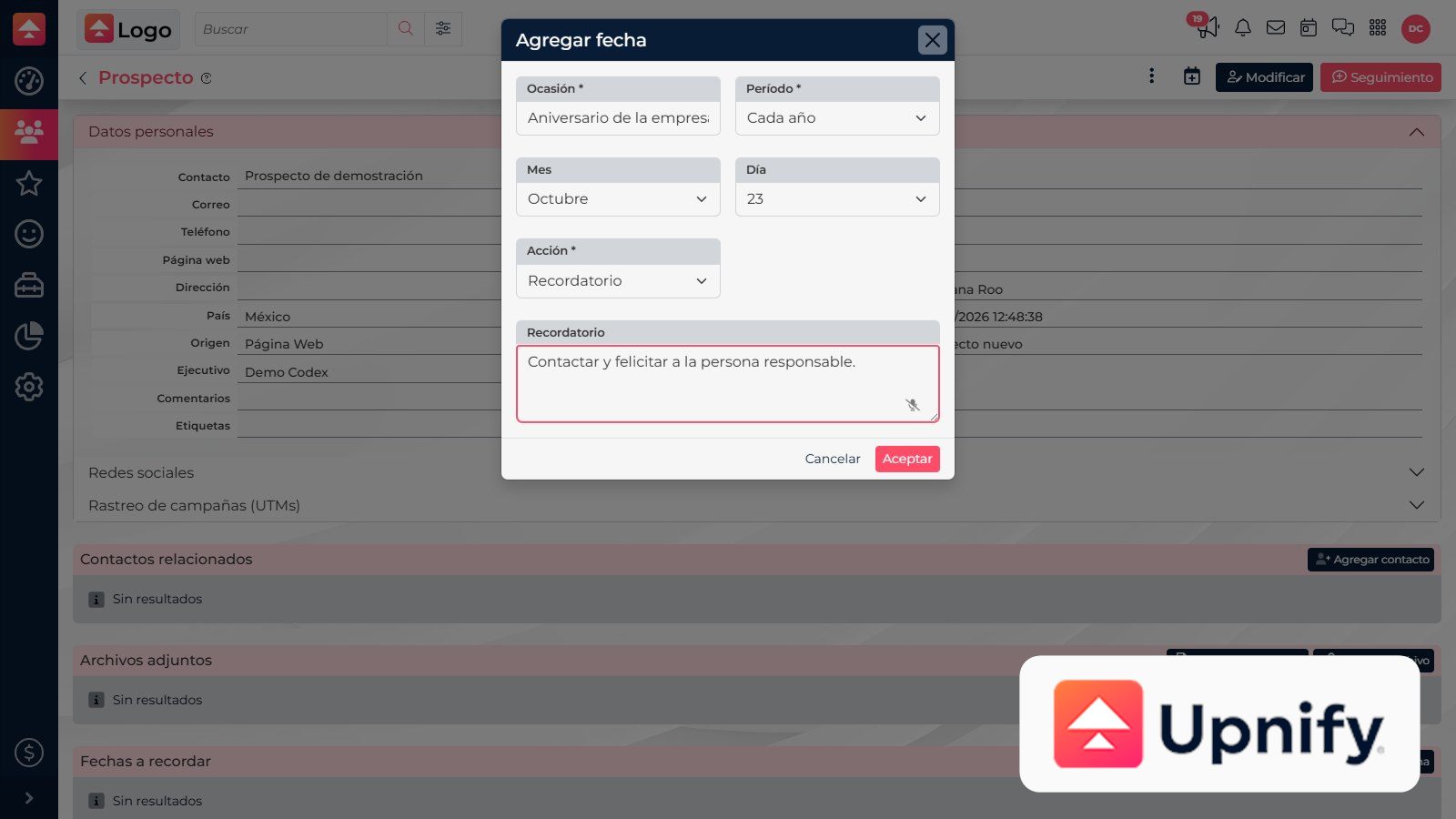 CRM important date settings