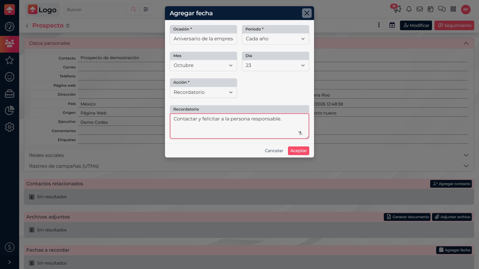 Actual important date and reminder settings