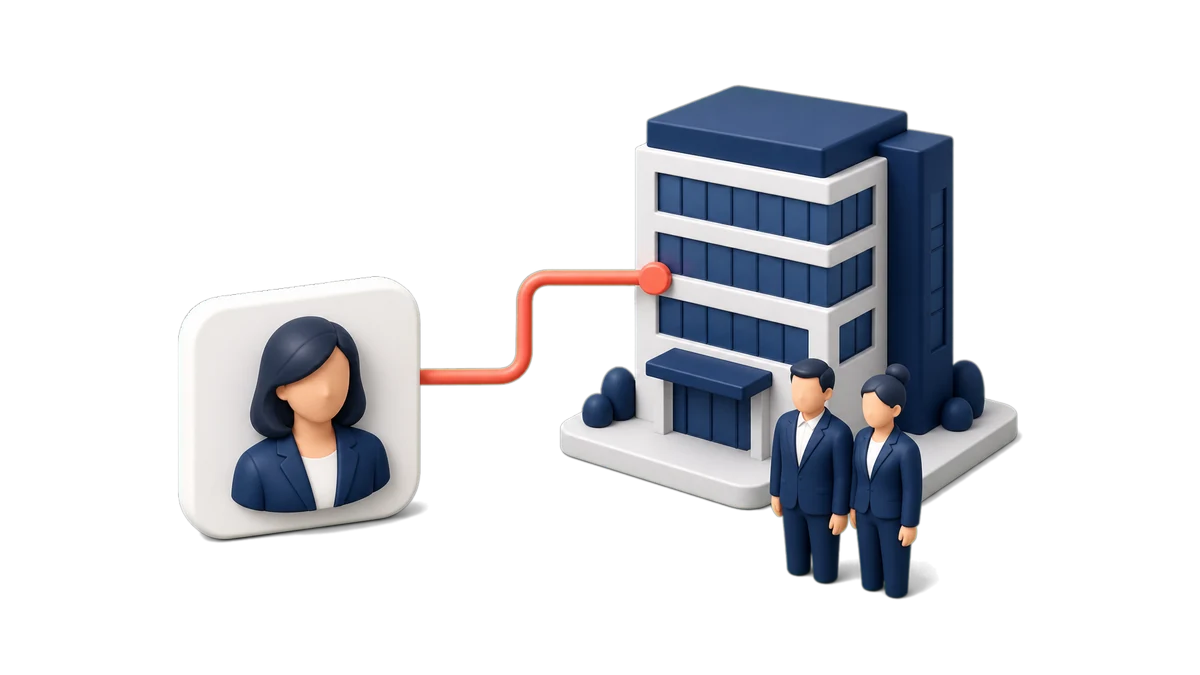 Illustration of several contacts linked to one company
