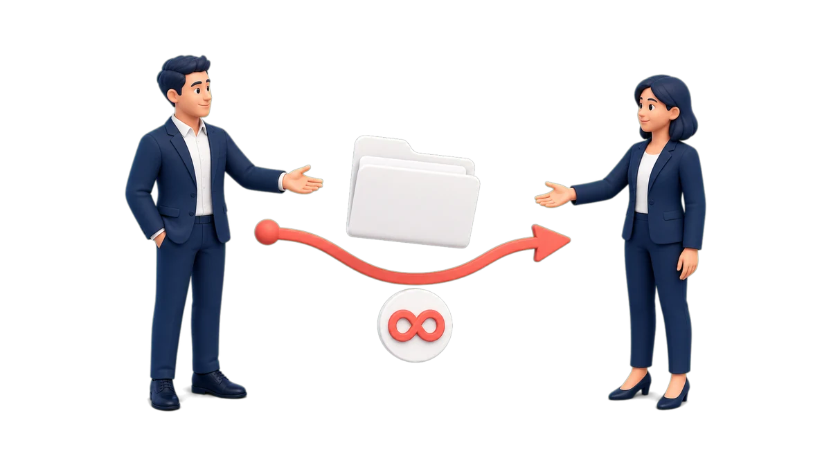 Ilustración de una ficha de contacto transferida a otro responsable con el contexto conservado