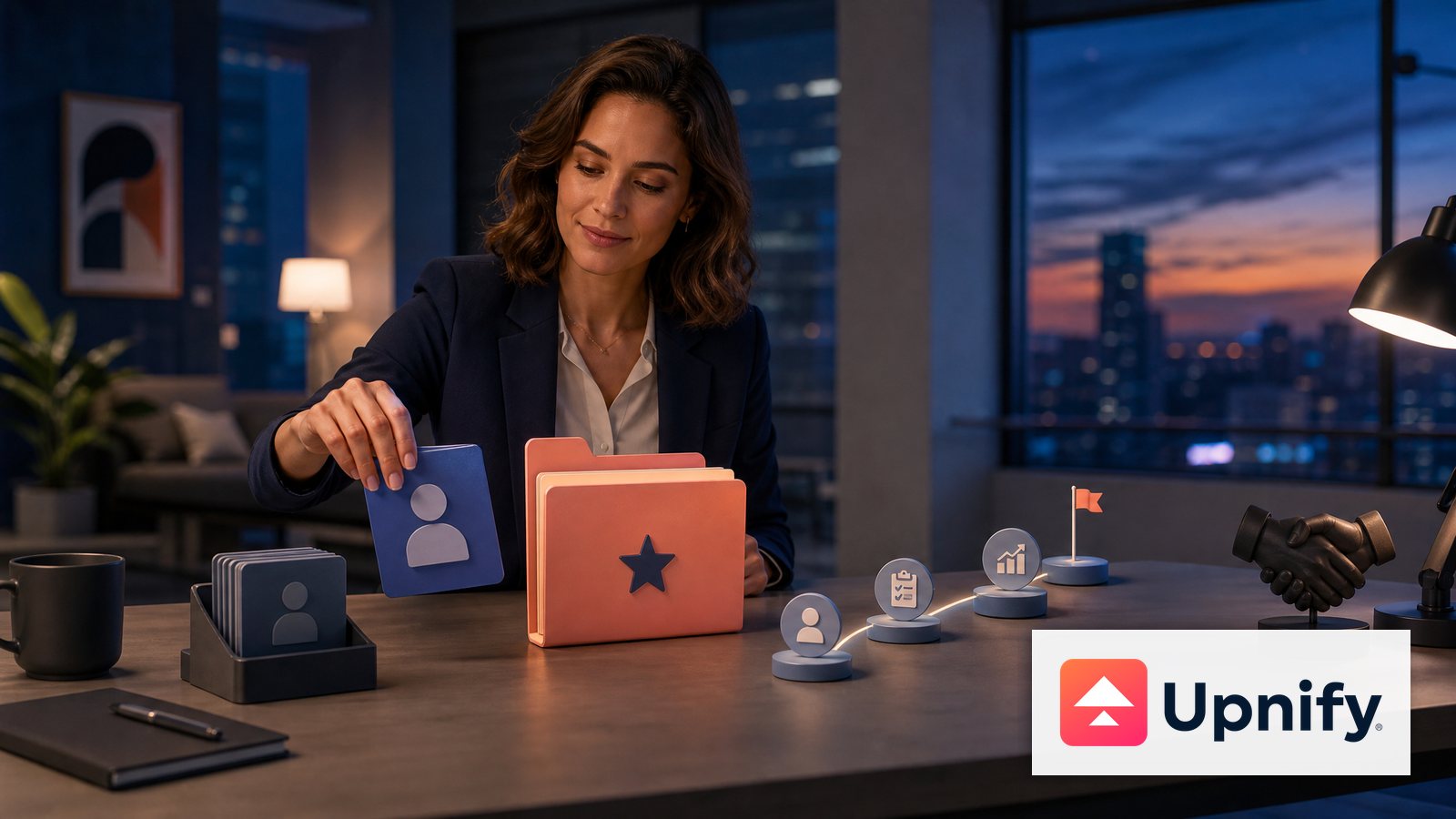 Sales professional organizing a contact and opportunity