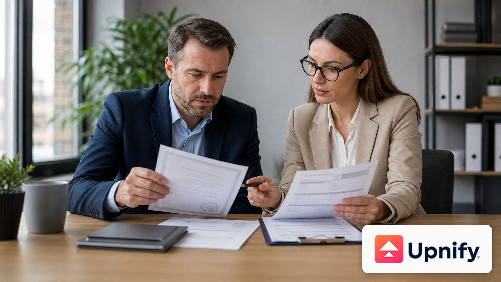 Person reviewing a customer\u2019s tax information before preparing sales documents.