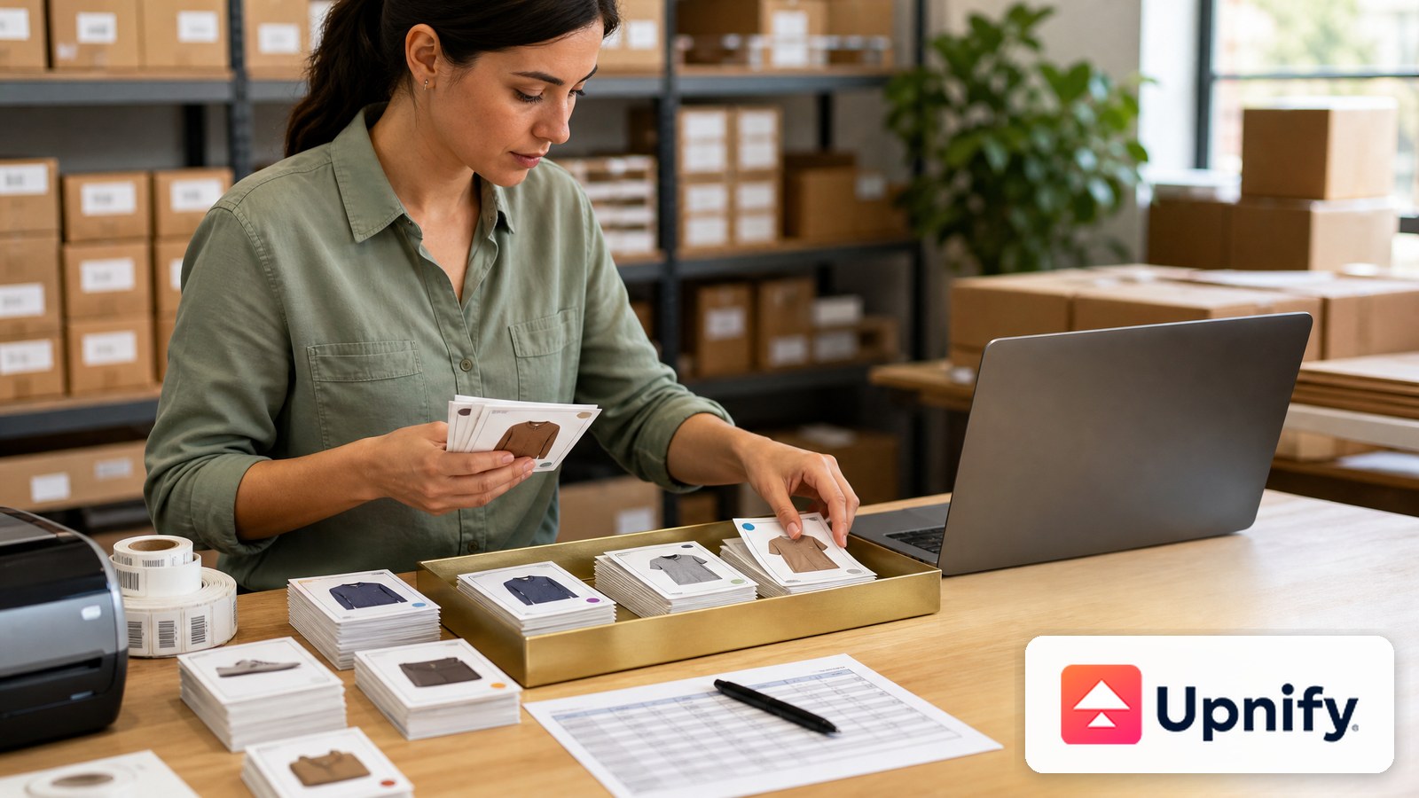 Sales workflow organizing a product catalog and updating its records.