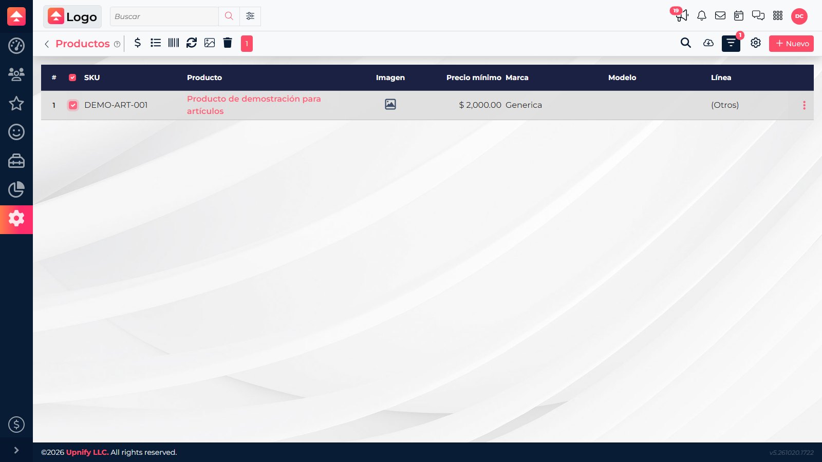 Selected product in the catalog with bulk actions available