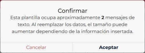 CRM confirmation stating that the text will use approximately two messages.