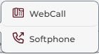 Calling option selector showing WebCall and Softphone.