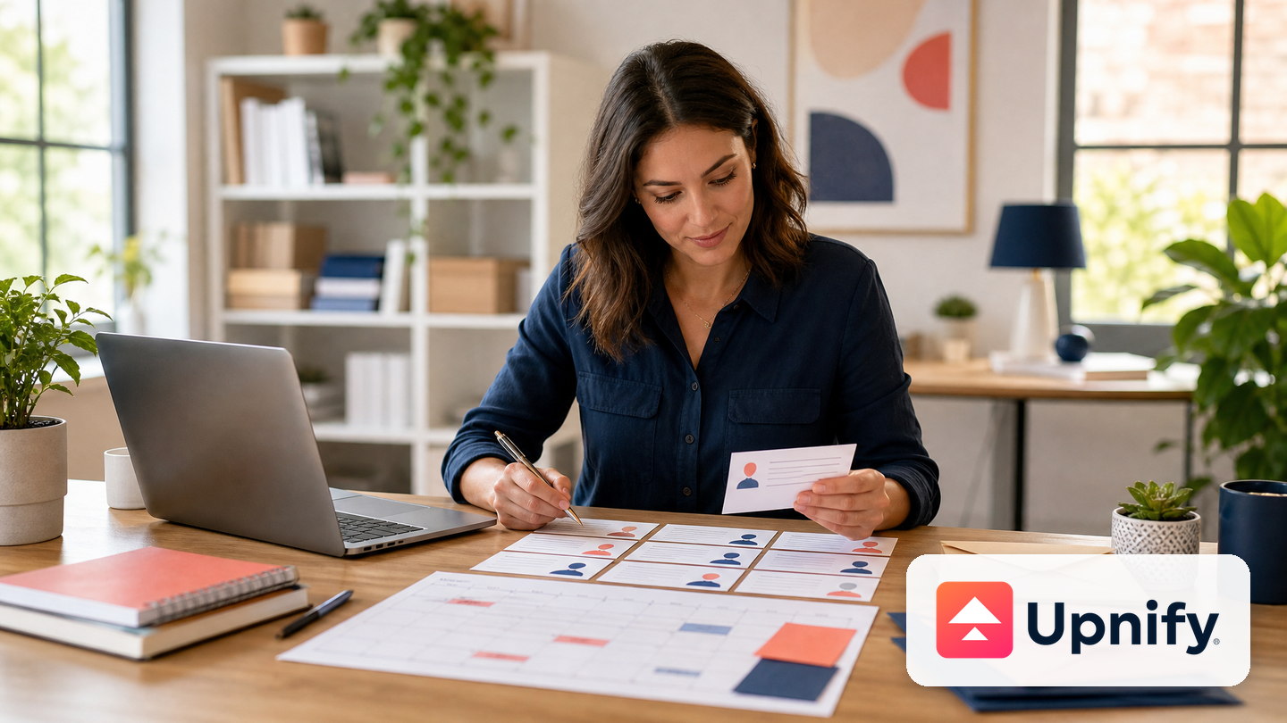 Especialista organiza uma campanha de e-mail com destinatários e calendário