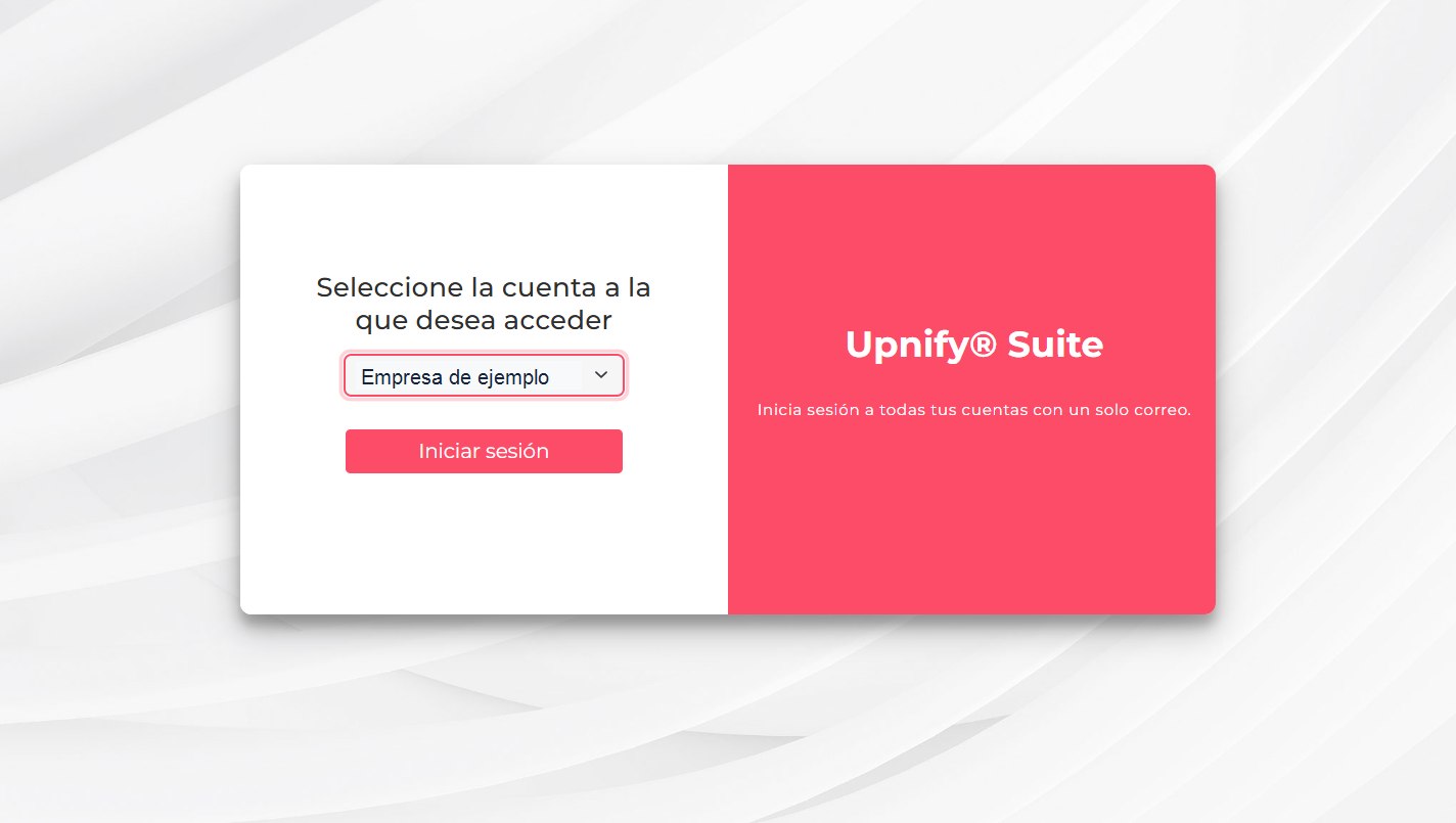 Company selector displayed when signing in to Upnify.