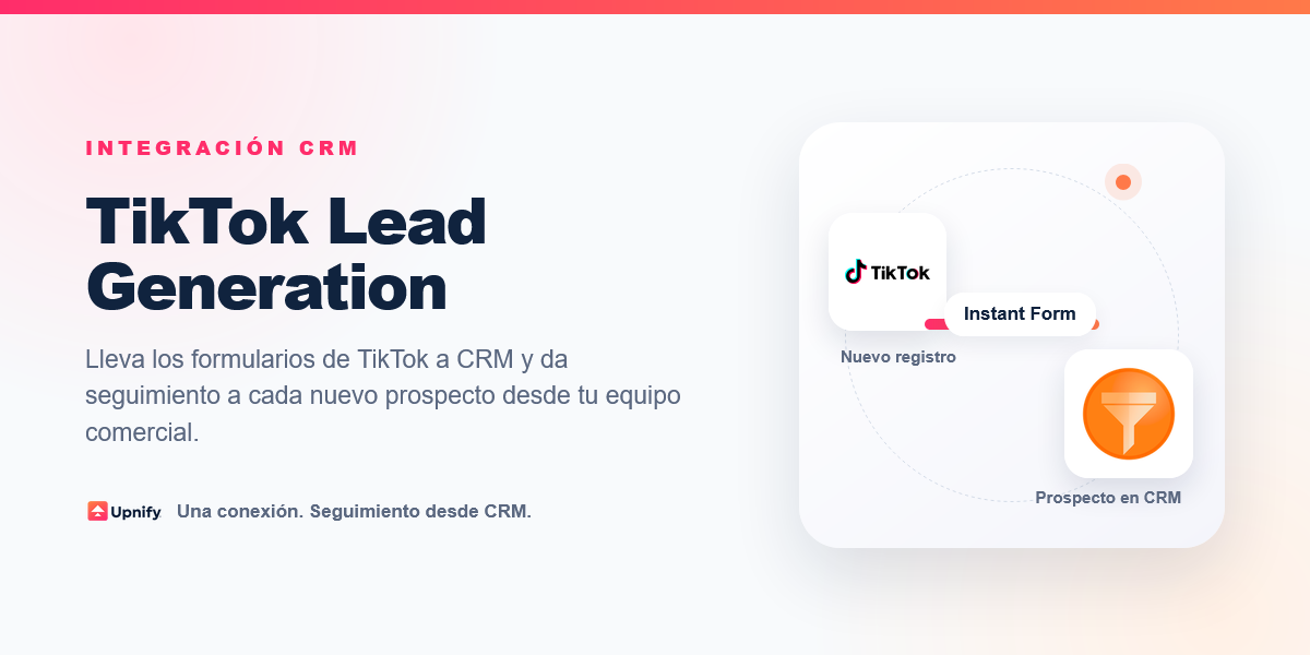 Diagram of a TikTok Instant Form sending a new lead to Upnify CRM