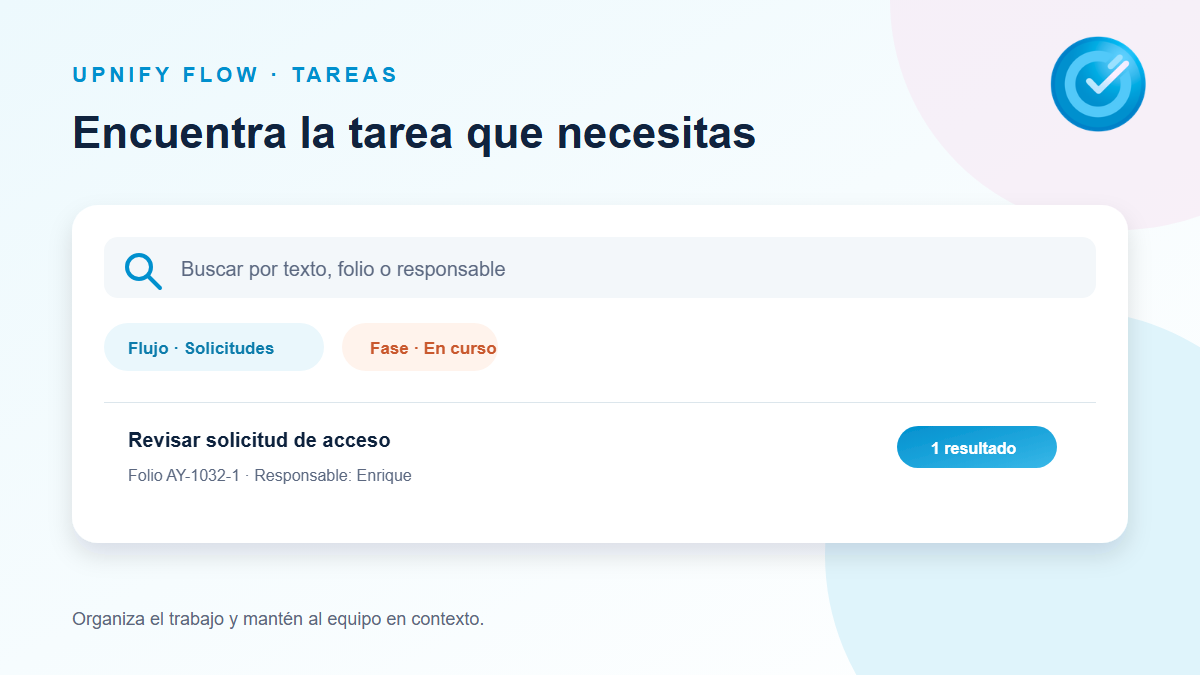 Illustration of search and filters for finding Flow tasks