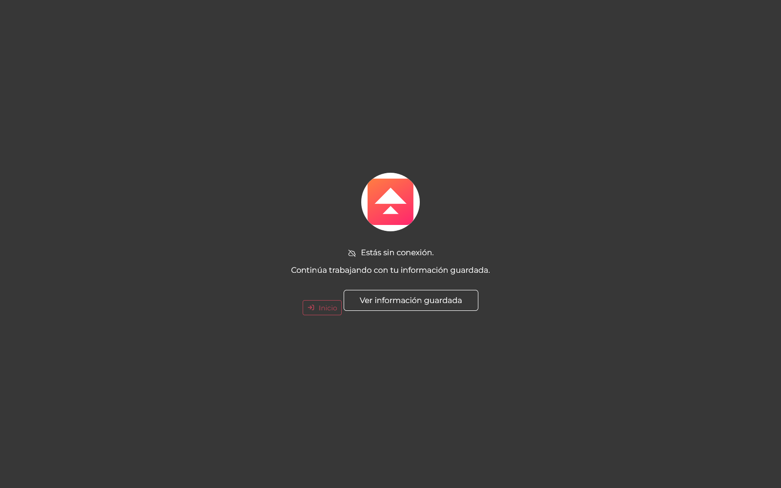 Flow screen reporting no connection and offering to view saved information