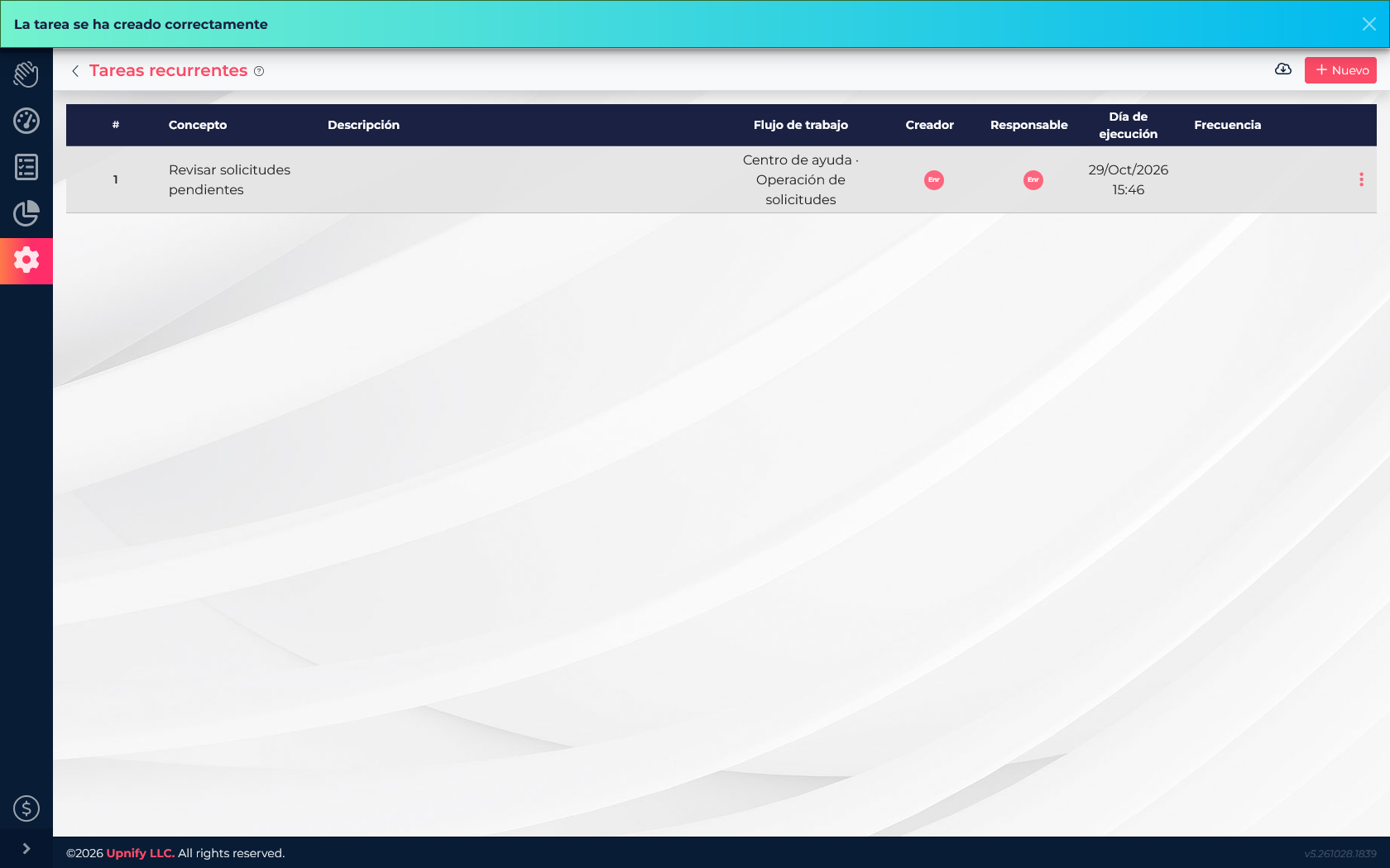 Flow recurring task list showing the Review pending requests series