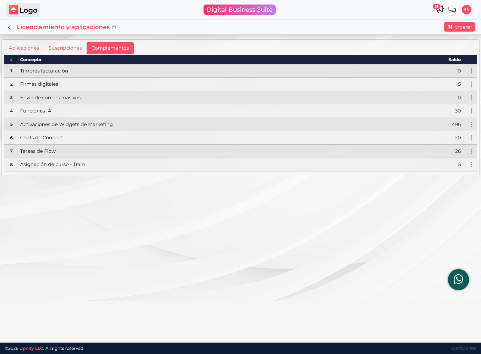 Licensing and add-ons screen showing the Flow Tasks balance.