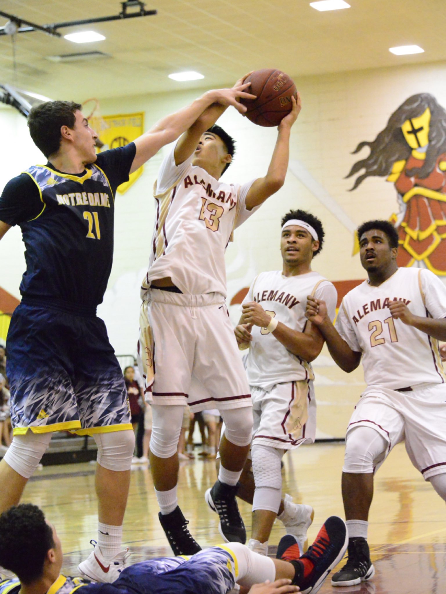 The Alemany Warriors defeat the Notre Dame Knights 74 to 52