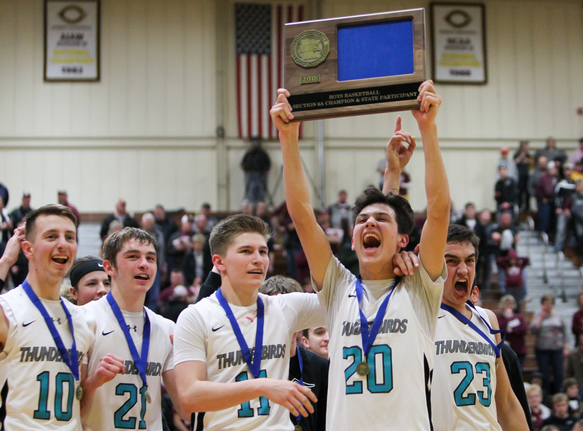 The Mahnomen/Waubun Thunderbirds defeat the Hancock Owls 71 to 64