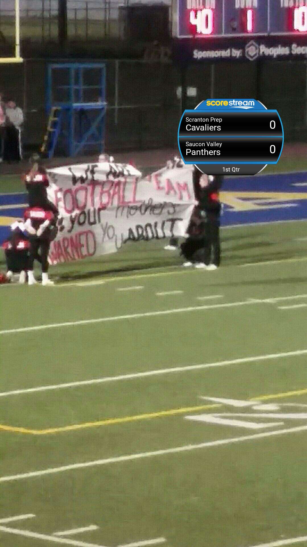 The Saucon Valley Panthers lead the Scranton Prep Cavaliers 42 to 20 in