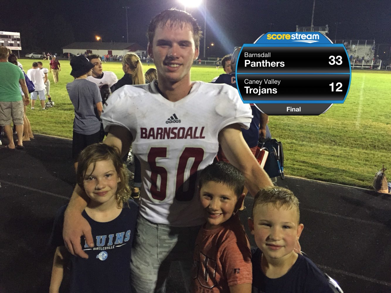 The Barnsdall Panthers defeat the Caney Valley Trojans 33 to 12