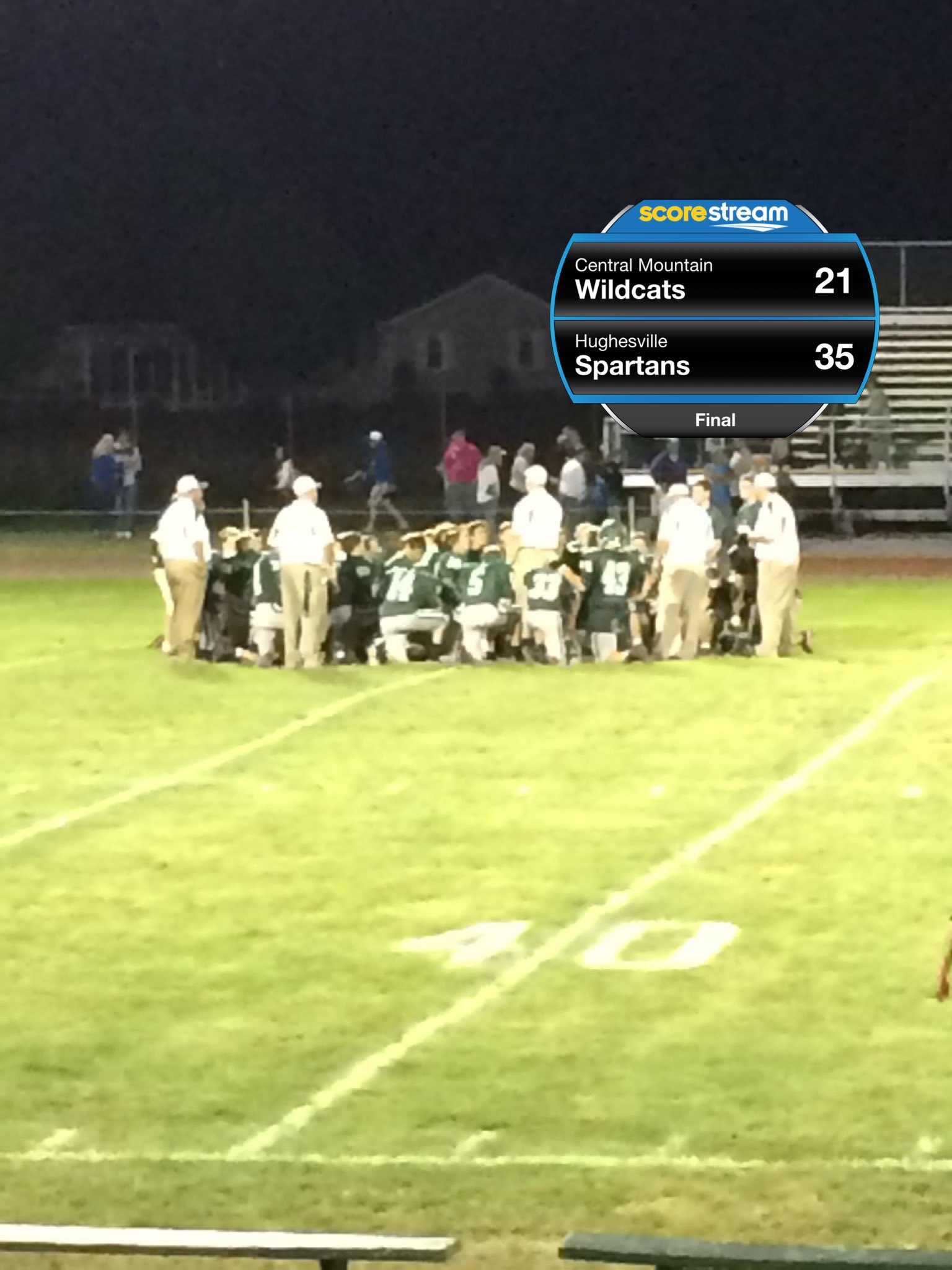The Hughesville Spartans defeat the Central Mountain Wildcats 35 to 21