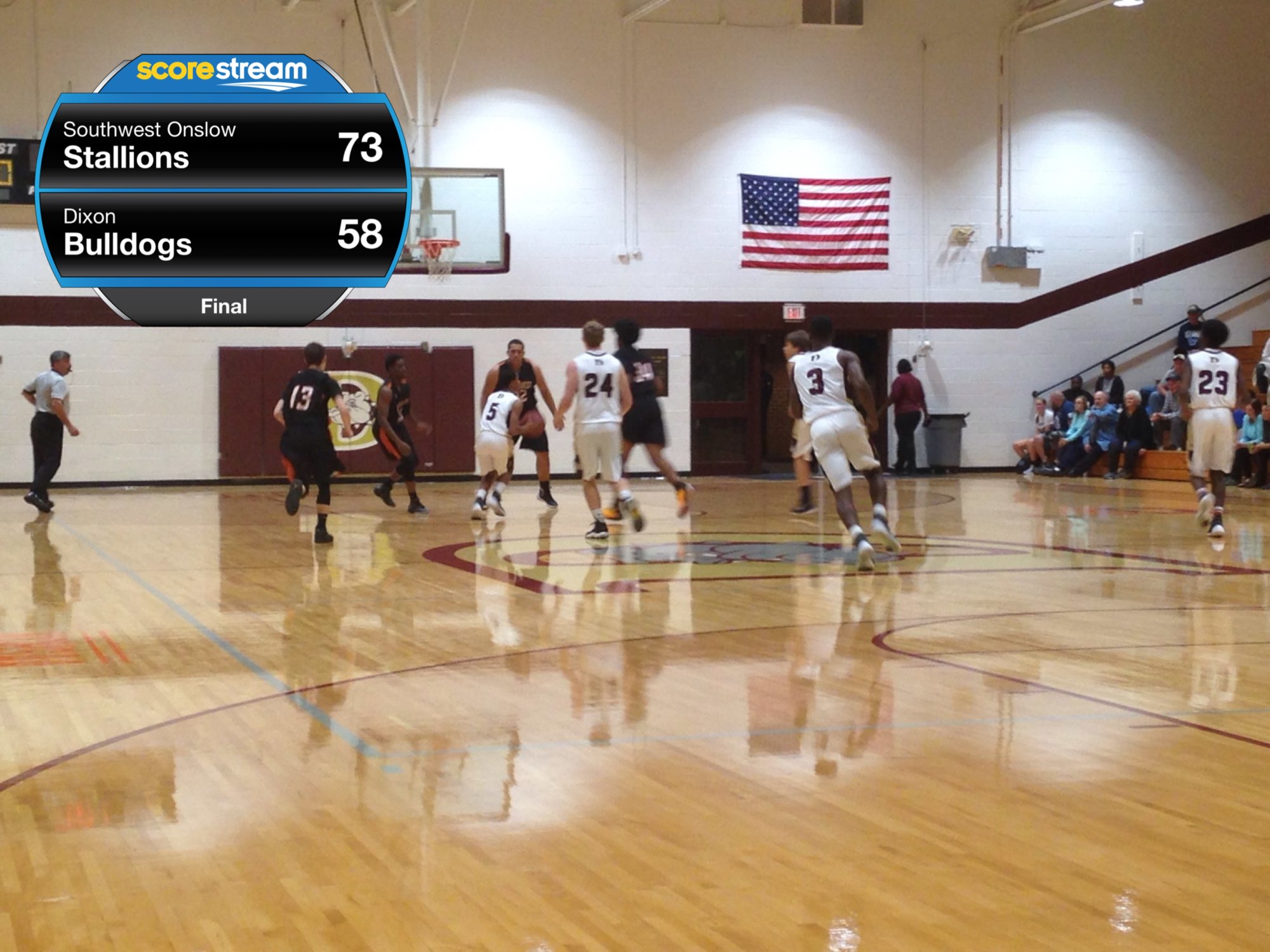 The Southwest Onslow Stallions defeat the Dixon Bulldogs 73 to 58