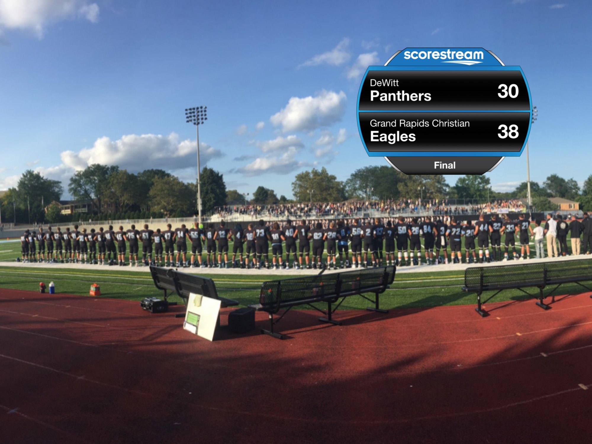 The Grand Rapids Christian Eagles defeat the DeWitt Panthers 38 to 30