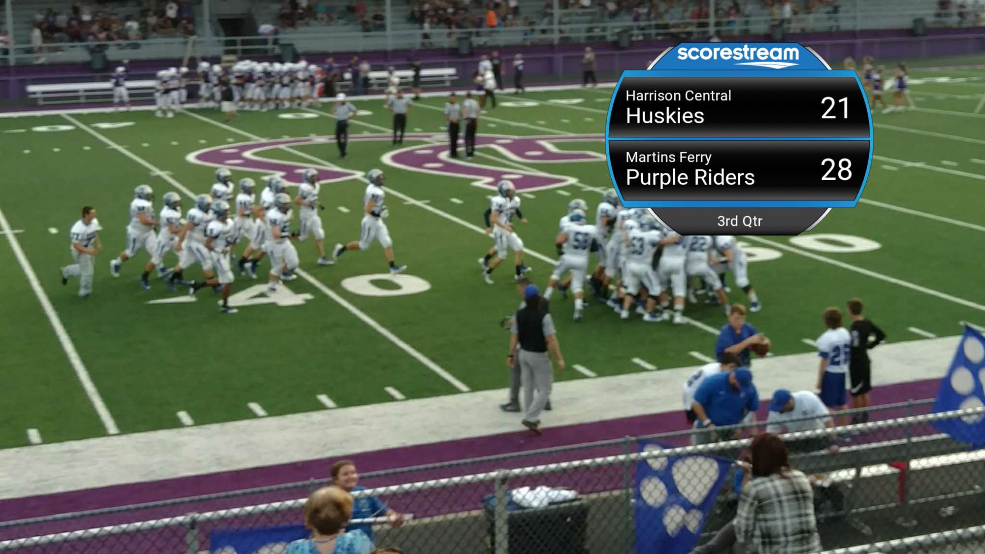 The Martins Ferry Purple Riders defeat the Harrison Central Huskies 42
