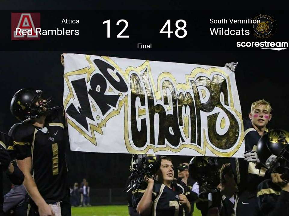 The South Vermillion Wildcats defeat the Attica Red Ramblers 48 to 12