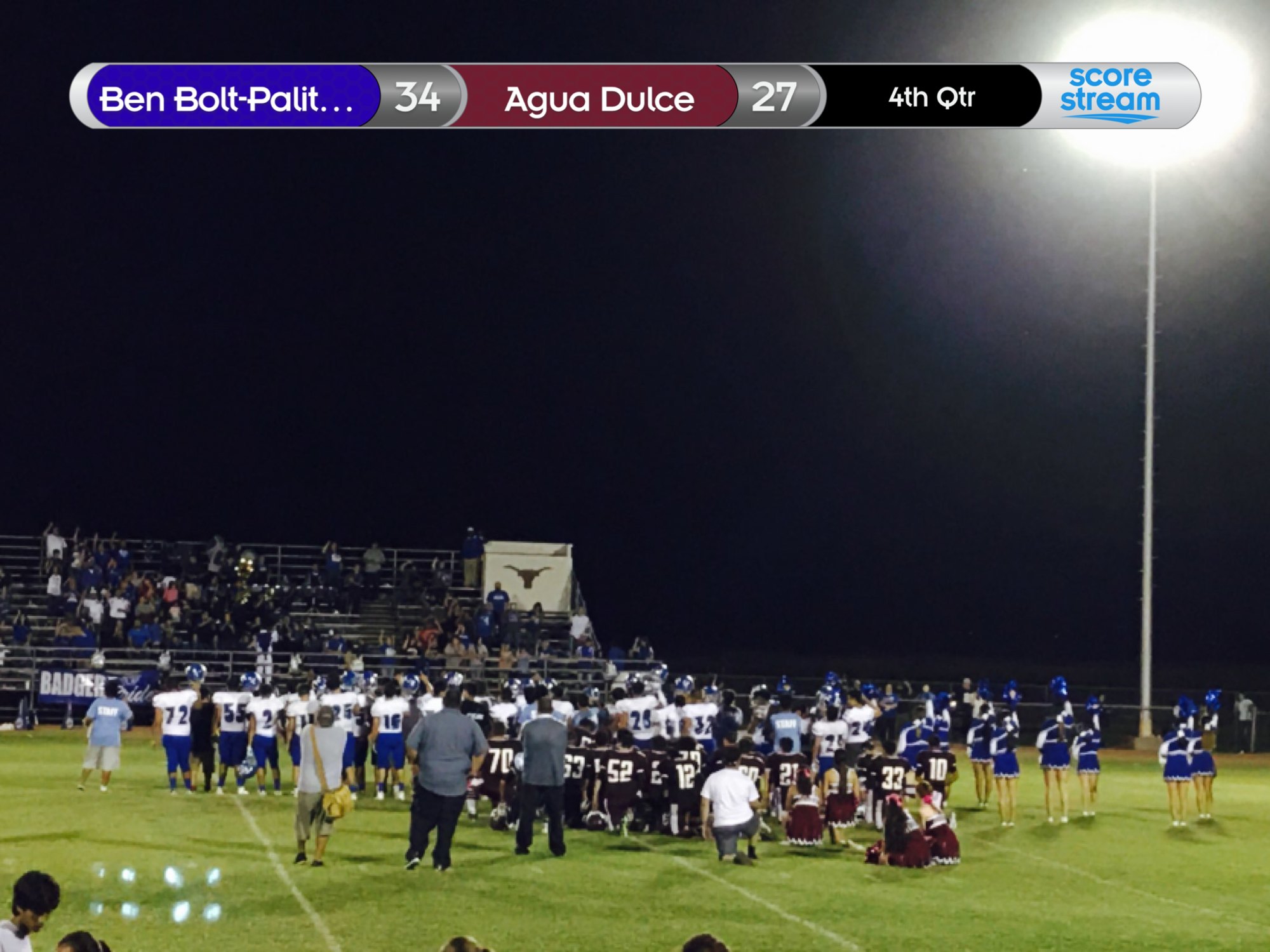 The Ben Bolt Badgers defeat the Agua Dulce Longhorns 34 to 27 ScoreStream