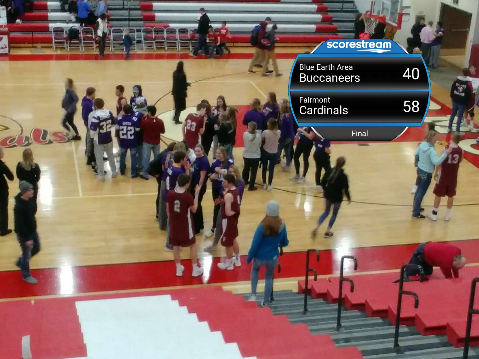 The Fairmont Cardinals defeat the Blue Earth Area Buccaneers 58 to 40