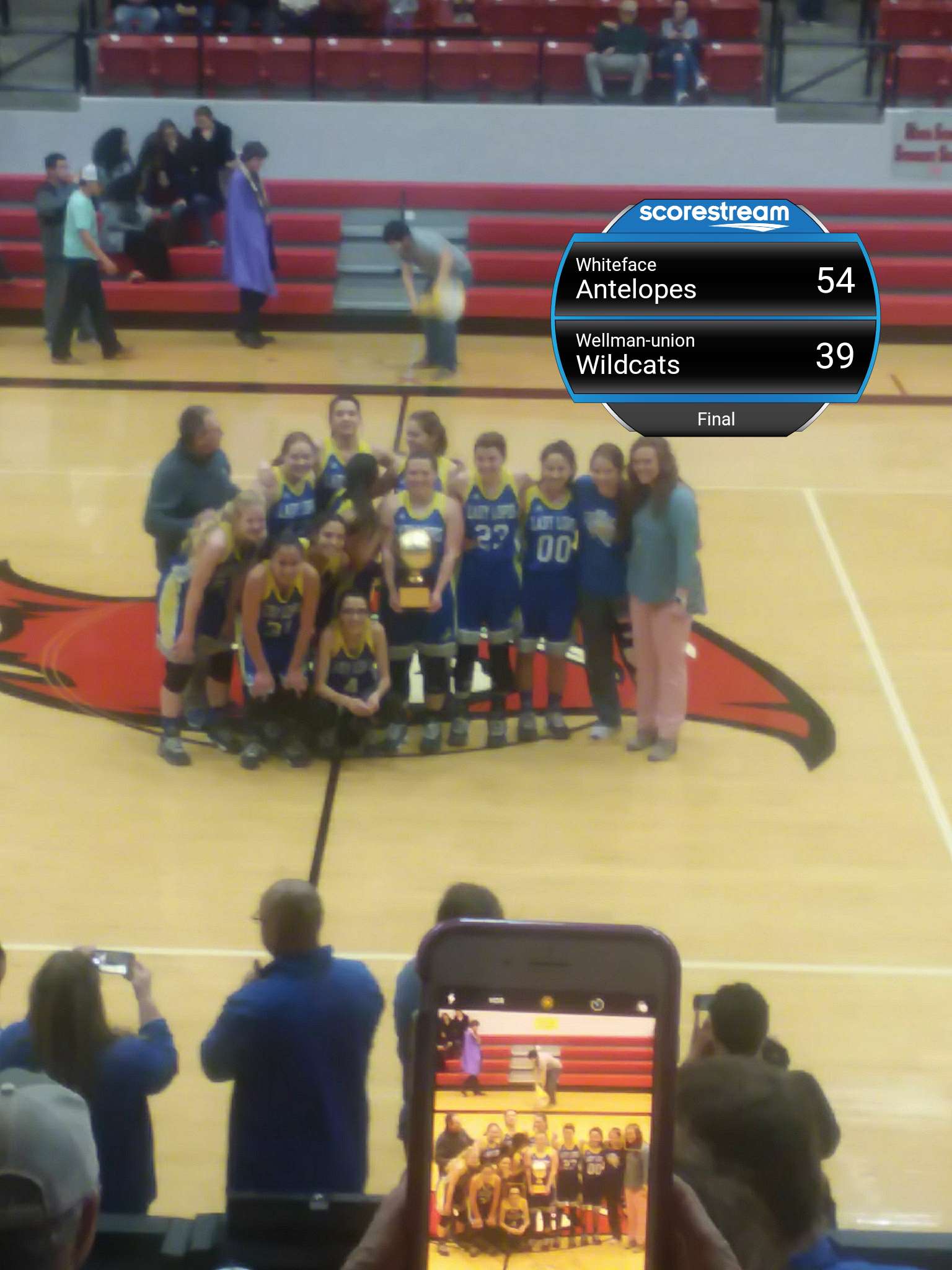 The Whiteface Antelopes defeat the WellmanUnion Wildcats 54 to 39